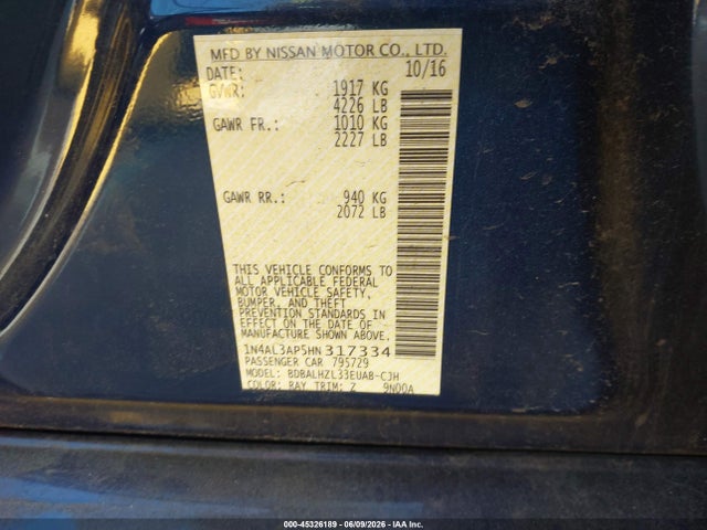 1N4AL3AP5HN317334 Nissan Altima 2.5 Sr