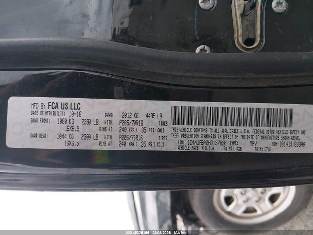 45326196 :رقم المزاد ، 1C4NJPBA2HD137690 vin ، 2017 Jeep Patriot Sport Fwd مزاد بيع