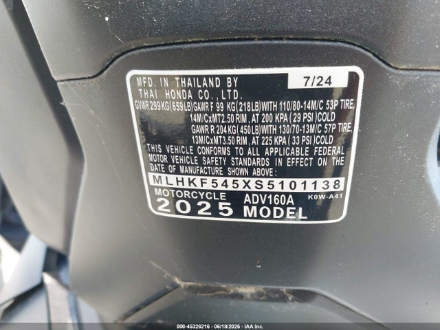 Honda Adv160 A 2025 MLHKF545XS5101138 Image 10