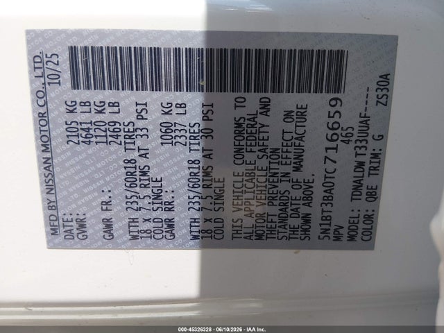 5N1BT3BA0TC716659 Nissan ROGUE SV