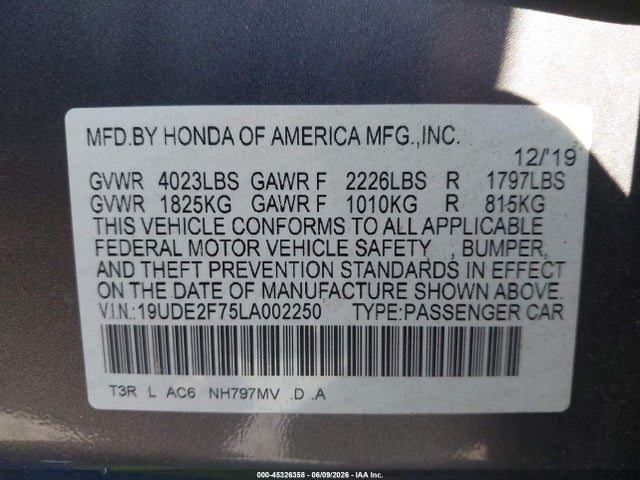 Продаж на аукціоні авто 2020 Acura Ilx Premium Package/technology Package, vin: 19UDE2F75LA002250, номер лоту: 45326358