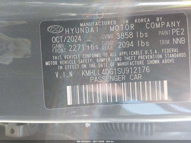 45326441 :رقم المزاد ، KMHLL4DG1SU912176 vin ، 2025 Hyundai Elantra Se مزاد بيع