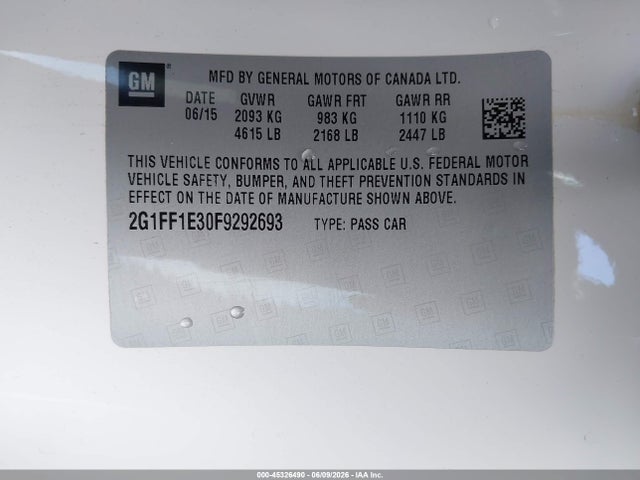 Chevrolet Camaro 2lt 2015 2G1FF1E30F9292693 Image 9