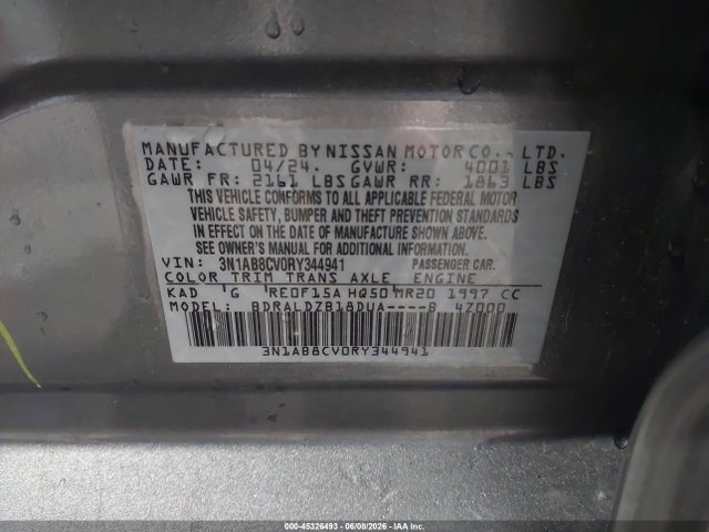 3N1AB8CV0RY344941 Nissan Sentra Sv Xtronic Cvt