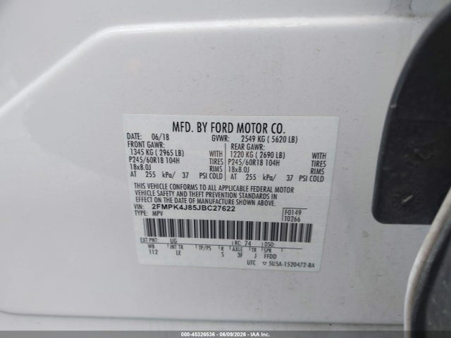 Ford EDGE SEL 2018 2FMPK4J85JBC27622 Image 9