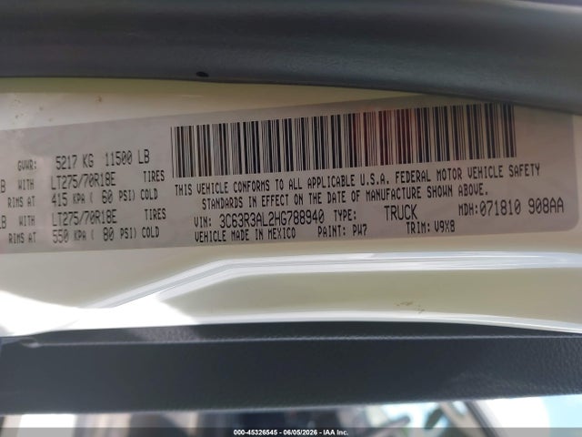 45326545 :رقم المزاد ، 3C63R3AL2HG788940 vin ، 2017 Ram 3500 Tradesman  4x4 8' Box مزاد بيع
