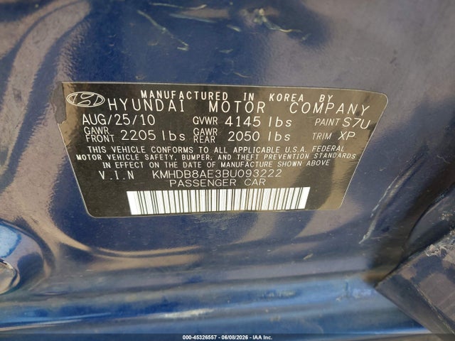 Aukcja sprzedaży 2011 Hyundai Elantra Touring Gls, vin: KMHDB8AE3BU093222, numer aukcji: 45326557