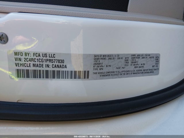 Aukcja sprzedaży 2023 Chrysler Voyager Lx, vin: 2C4RC1CG1PR577830, numer aukcji: 45326573