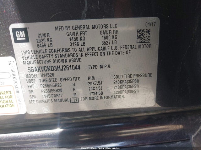 Продаж на аукціоні авто 2017 Buick Enclave Premium, vin: 5GAKVCKD3HJ261044, номер лоту: 45326640