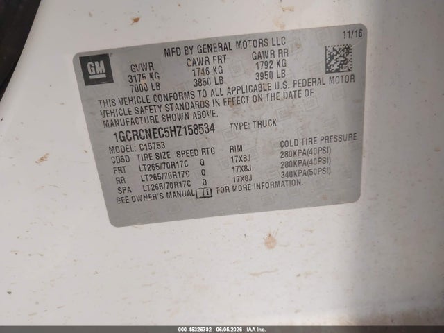 Chevrolet Silverado 1500 Wt 2017 1GCRCNEC5HZ158534 Image 9