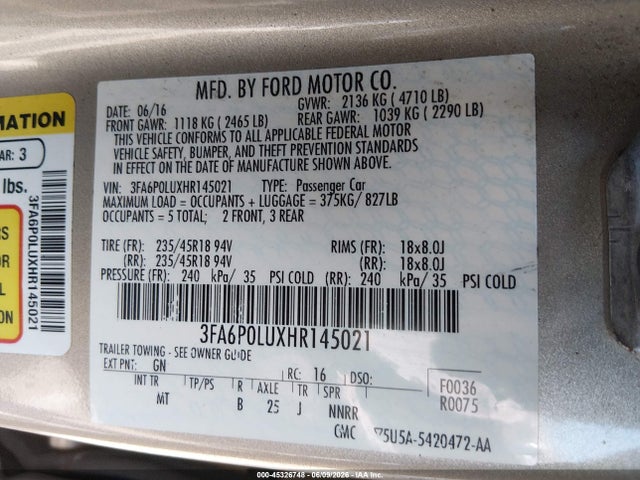 Ford Fusion Hybrid Se 2017 3FA6P0LUXHR145021 Image 9