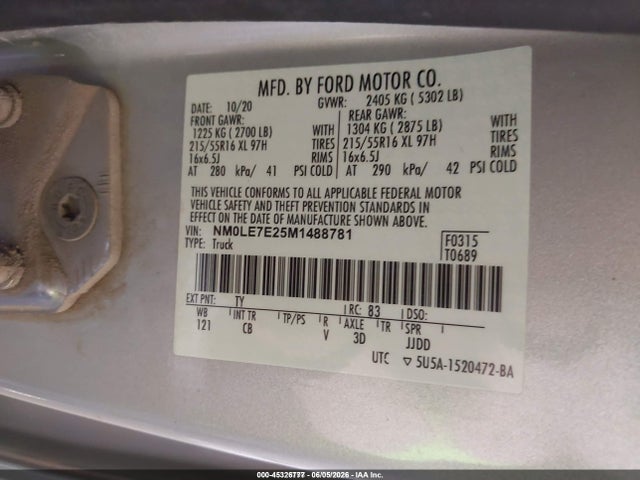 Ford Transit Connect Xl 2021 NM0LE7E25M1488781 Image 9