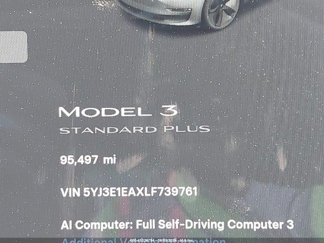 5YJ3E1EAXLF739761 Tesla Model 3 Standard Range Plus Rear-wheel Drive/standard Range Rear-wheel Drive
