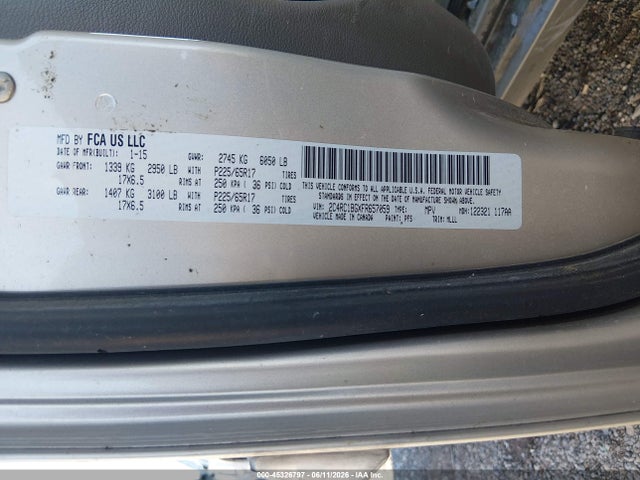 2015 Chrysler Town & Country Touring მანქანა იყიდება აუქციონზე, vin: 2C4RC1BGXFR657059, აუქციონის ნომერი: 45326797