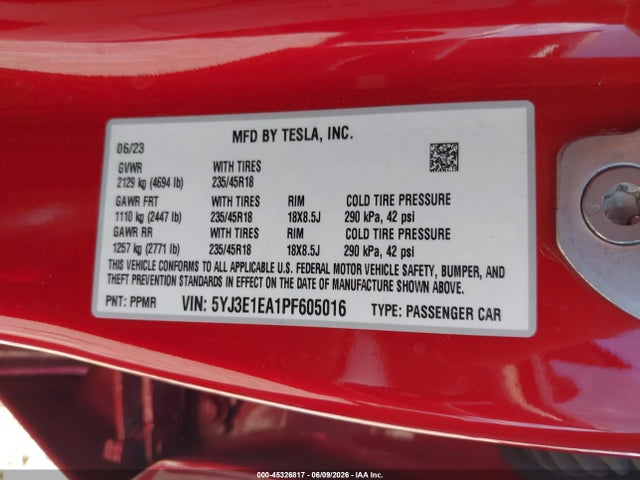 Tesla Model 3 Rear-wheel Drive 2023 5YJ3E1EA1PF605016 Image 9