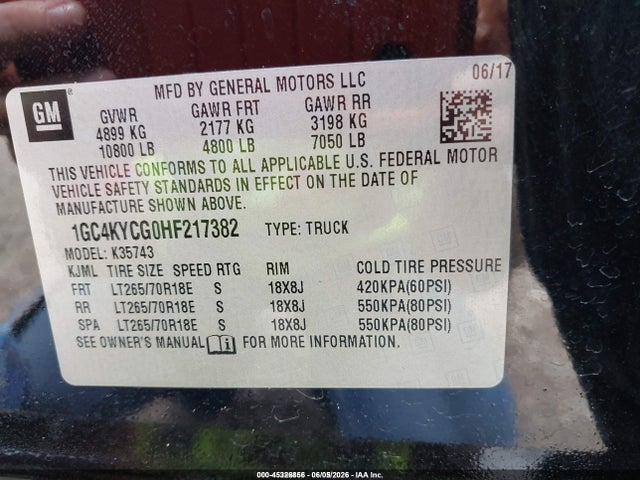 Aukcja sprzedaży 2017 Chevrolet Silverado 3500hd Wt, vin: 1GC4KYCG0HF217382, numer aukcji: 45326856