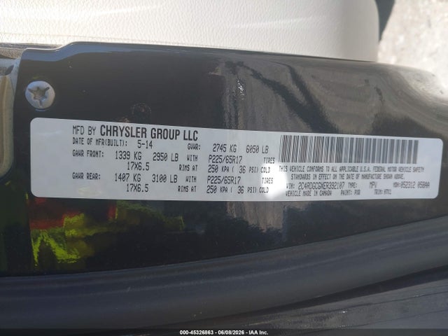 2014 Dodge Grand Caravan Sxt მანქანა იყიდება აუქციონზე, vin: 2C4RDGCGXER392107, აუქციონის ნომერი: 45326863