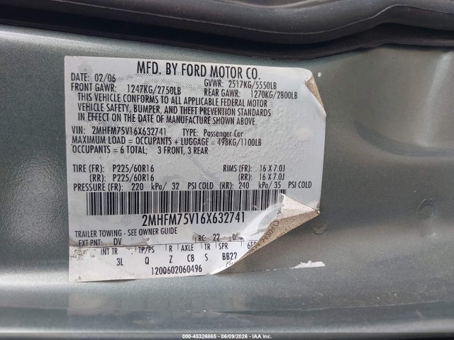 Aukcja sprzedaży 2006 Mercury Grand Marquis Ls, vin: 2MHFM75V16X632741, numer aukcji: 45326865