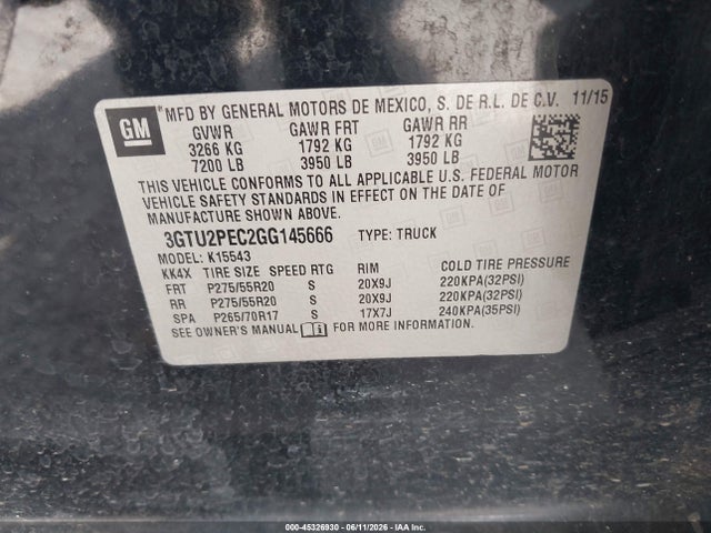 GMC Sierra 1500 Denali 2016 3GTU2PEC2GG145666 Image 9