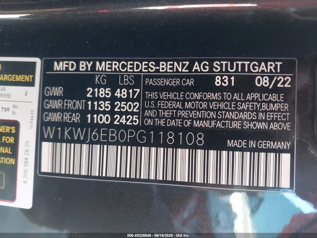 Продаж на аукціоні авто 2023 Mercedes-benz Amg C 43 4matic, vin: W1KWJ6EB0PG118108, номер лоту: 45326946