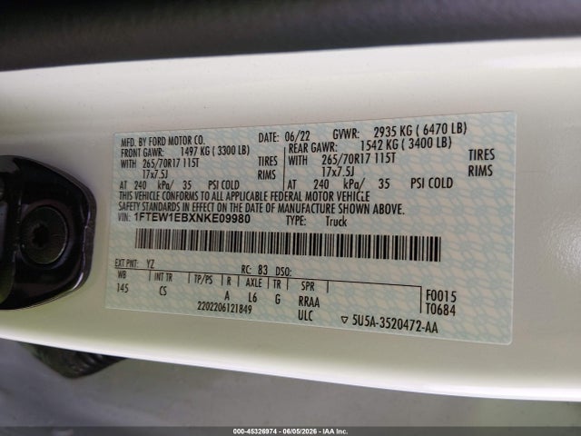 Ford F-150 Xl 2022 1FTEW1EBXNKE09980 Image 9
