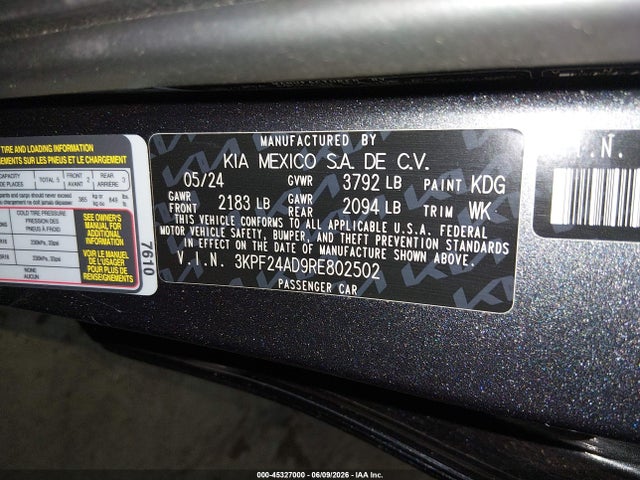 KIA Forte Lxs 2024 3KPF24AD9RE802502 Image 9