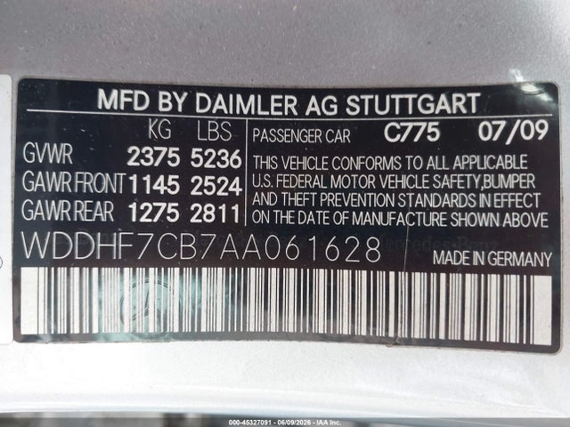 Aukcja sprzedaży 2010 Mercedes-benz E 550, vin: WDDHF7CB7AA061628, numer aukcji: 45327091