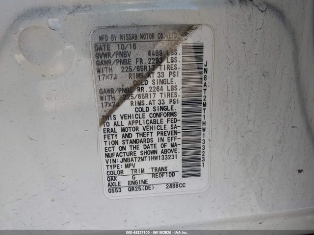 Nissan ROGUE SV 2017 JN8AT2MT1HW133231 Image 9