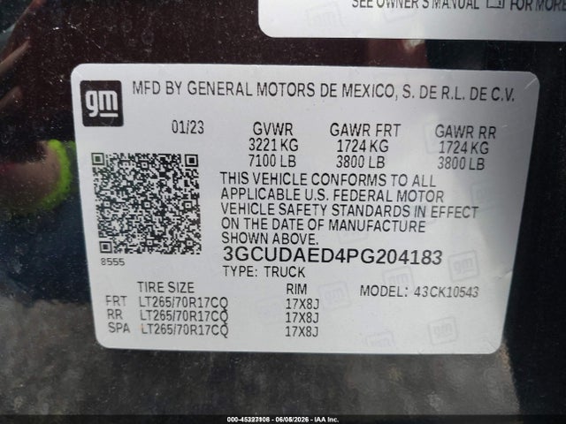 Продаж на аукціоні авто 2023 Chevrolet Silverado 1500, vin: 3GCUDAED4PG204183, номер лоту: 45327108