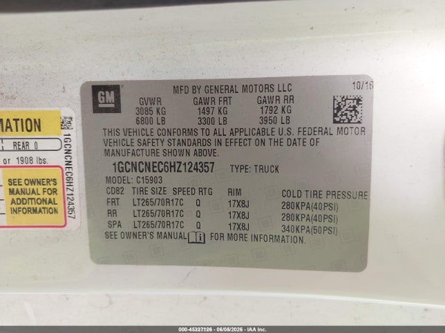 Chevrolet Silverado 1500 Wt 2017 1GCNCNEC6HZ124357 Image 9