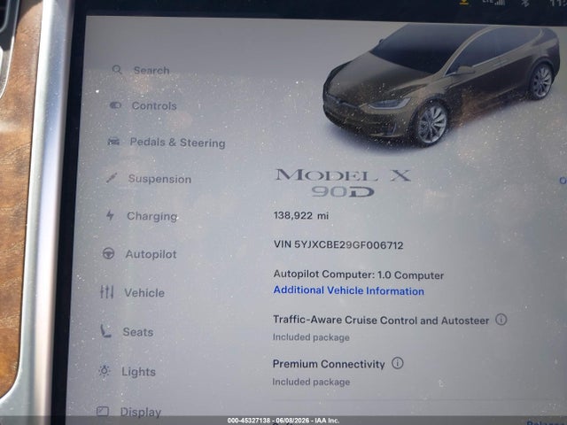 5YJXCBE29GF006712 Tesla Model X 60d/70d/75d/90d/p100d