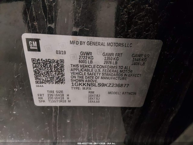 Aukcja sprzedaży 2019 Gmc Acadia Sle-2, vin: 1GKKNSLS9KZ236877, numer aukcji: 45327159
