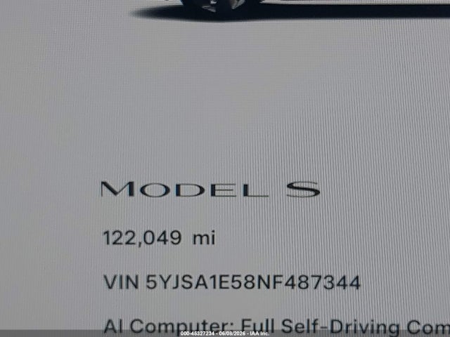 Продажа на аукционе авто 2022 Tesla Model S Dual Motor All-wheel Drive, vin: 5YJSA1E58NF487344, номер лота: 45327234