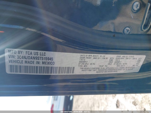 45327260 :رقم المزاد ، 3C4NJDAN9ST515945 vin ، 2025 Jeep Compass Sport 4x4 مزاد بيع