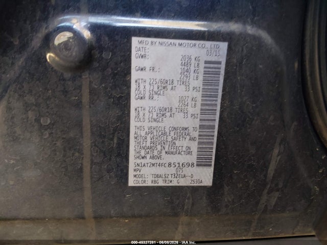 Nissan Rogue Sl 2015 5N1AT2MT4FC851698 Image 9