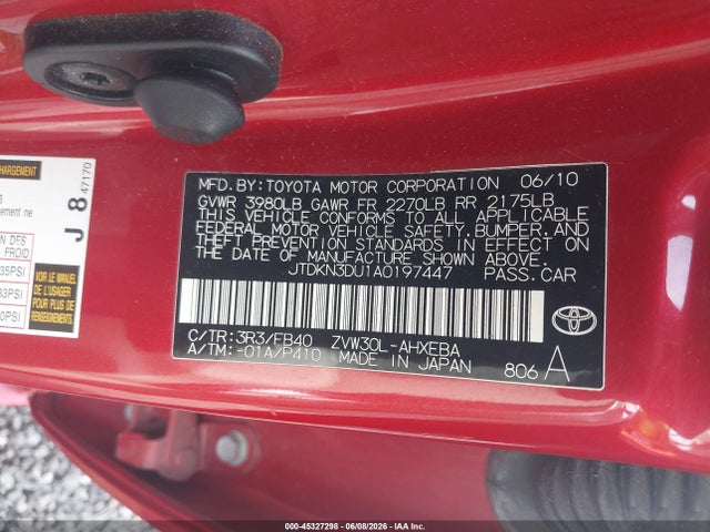 Aukcja sprzedaży 2010 Toyota Prius Ii, vin: JTDKN3DU1A0197447, numer aukcji: 45327298