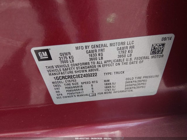 Chevrolet Silverado 1500 1lt 2014 1GCRCREC0EZ409222 Image 9