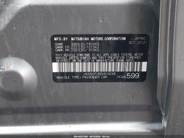 Продаж на аукціоні авто 2013 Mitsubishi Lancer Es, vin: JA32U2FU5DU014248, номер лоту: 45327406