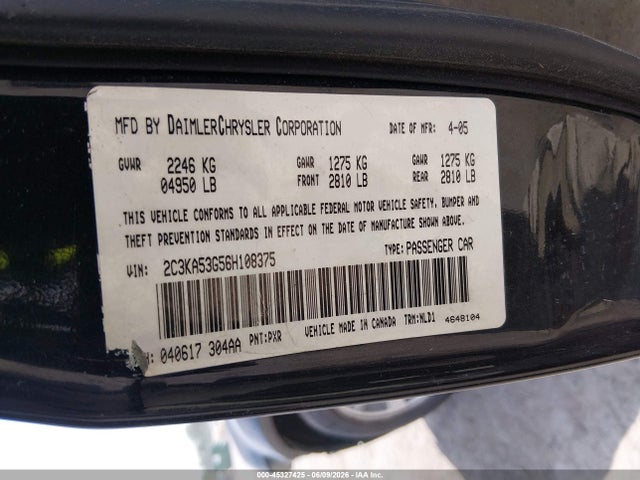 Aukcja sprzedaży 2006 Chrysler 300 Touring, vin: 2C3KA53G56H108375, numer aukcji: 45327425