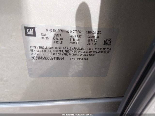 45327443 :رقم المزاد ، 2G61M5S35G9110364 vin ، 2016 Cadillac Xts Luxury Collection مزاد بيع