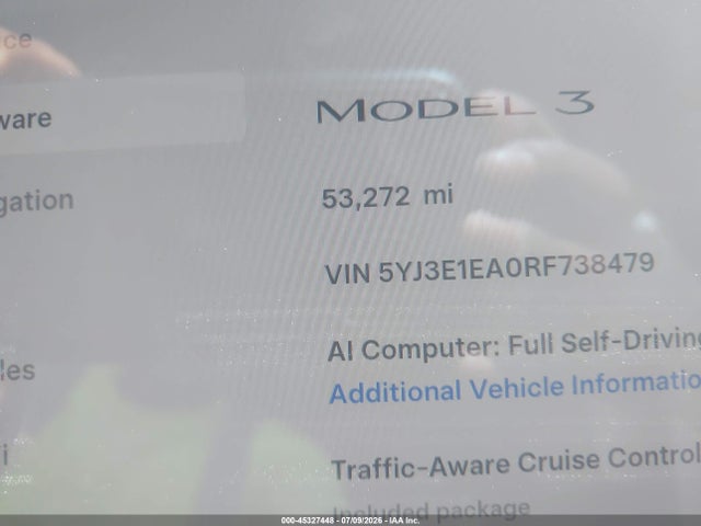 Продаж на аукціоні авто 2024 Tesla Model 3 Long Range Dual Motor All-wheel Drive/rear-wheel Drive, vin: 5YJ3E1EA0RF738479, номер лоту: 45327448