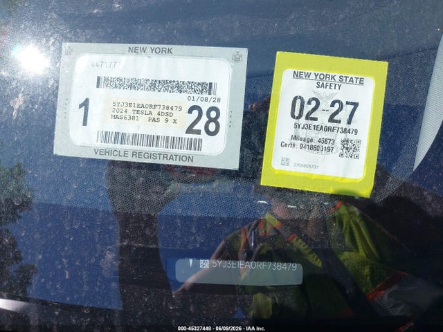 Продаж на аукціоні авто 2024 Tesla Model 3 Long Range Dual Motor All-wheel Drive/rear-wheel Drive, vin: 5YJ3E1EA0RF738479, номер лоту: 45327448