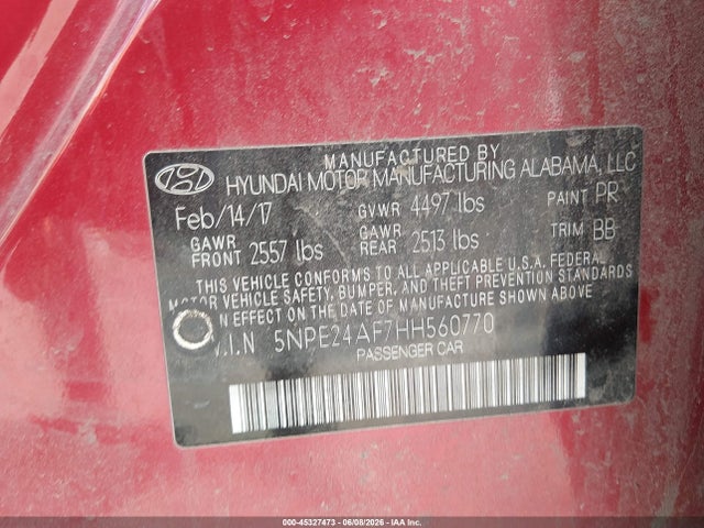 Hyundai SONATA SE 2017 5NPE24AF7HH560770 Image 9