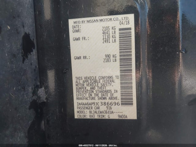Nissan Maxima 3.5 Sl 2018 1N4AA6AP9JC386696 Image 9