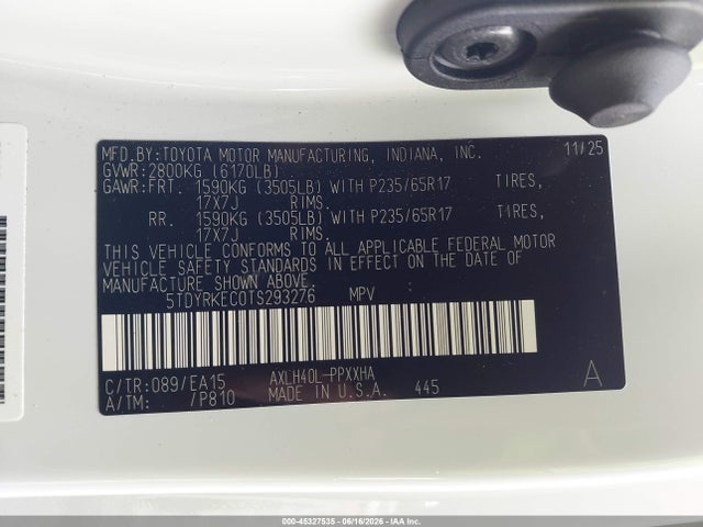 Toyota SIENNA XLE 2026 5TDYRKEC0TS293276 Image 9