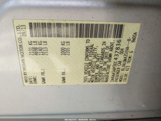 1N4AA5AP3EC437836 Nissan Maxima 3.5 S
