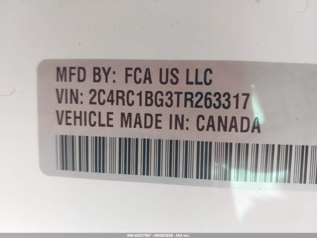 Aukcja sprzedaży 2026 Chrysler Pacifica Select, vin: 2C4RC1BG3TR263317, numer aukcji: 45327597