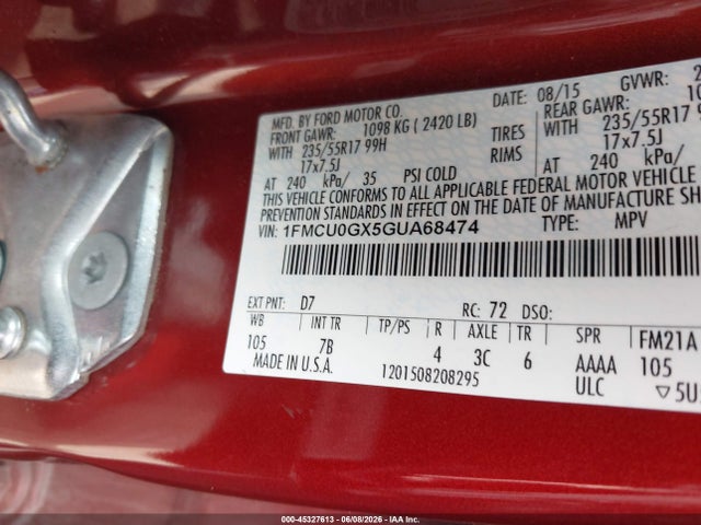 Ford ESCAPE SE 2016 1FMCU0GX5GUA68474 Image 9