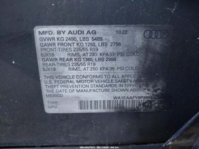 Aukcja sprzedaży 2023 Audi Q5 Premium Plus 45 Tfsi S Line Quattro, vin: WA1EAAFY8P2055925, numer aukcji: 45327621