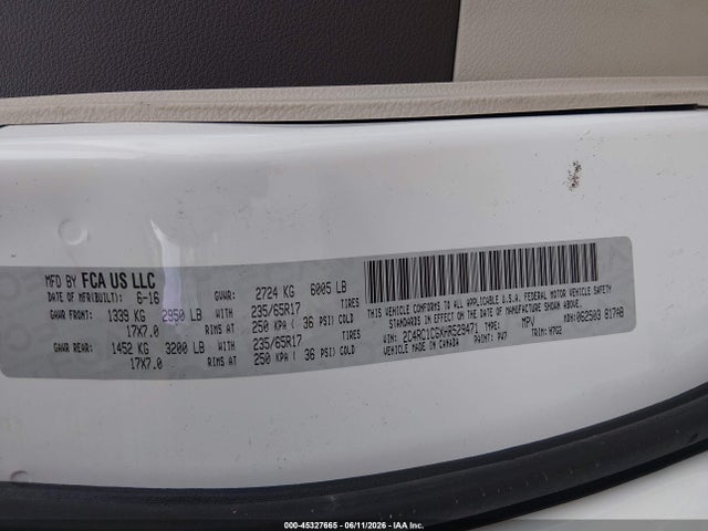 2017 Chrysler Pacifica Lx მანქანა იყიდება აუქციონზე, vin: 2C4RC1CGXHR529471, აუქციონის ნომერი: 45327665